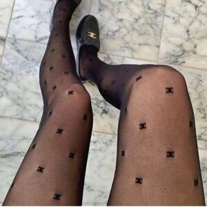 Chic Black Patterned Tights without Velvet